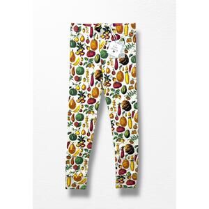 NWT Kate Quinn Cuffed Bamboo Veggie Print Leggings, Size 7